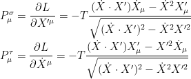 P_{\mu}^{\sigma} = \displaystyle \frac{\partial L}{\partial X