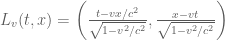 L_v (t, x) = \left( \frac{t - vx/c^2}{\sqrt{1-v^2/c^2}},  \frac{x-vt}{\sqrt{1-v^2/c^2}} \right)