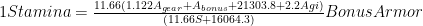 1 Stamina=\frac{11.66(1.122A_{gear}+A_{bonus}+21303.8+2.2Agi)}{(11.66S+16064.3)} Bonus Armor