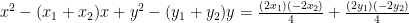 x^{2}-(x_{1}+x_{2})x+y^{2}-(y_{1}+y_{2})y =\frac{(2x_{1})(-2x_{2})}{4}+\frac{(2y_{1})(-2y_{2})}{4}