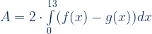 A=2\cdot\int\limits_{0}^{13}(f(x)-g(x))dx